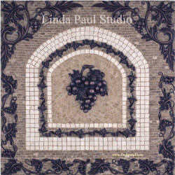 grapes and grapevines tile medallion backsplash from Linda Paul Studio chateau grapes mosaic tile medallion