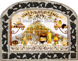 Italian kitchen backsplash in chateau grapevine frame