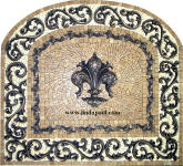 custom tile medallion fleur de lis backsplash