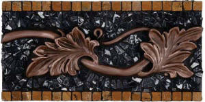 copper leaves and black stone border liner
