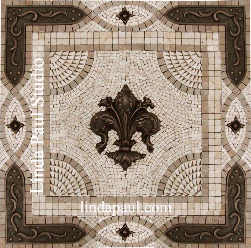 Fleur De Lis Backsplash Tile Mosaic Medallion Mosaics Art Mural Fleur De Grand 24x24
