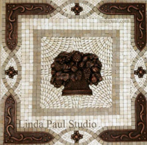 fruit basket mosaic tile backsplash