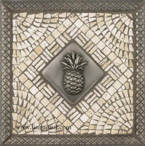 Pineapple kitchen backsplash tile medallion