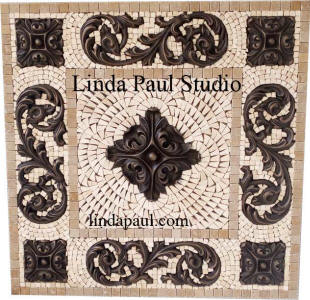 19 x 19 square mosaic medallion backsplash