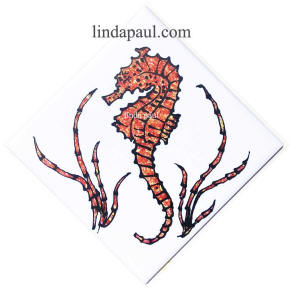 red seahorse tile