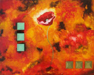poppy contemporary art painitng 20 x 16