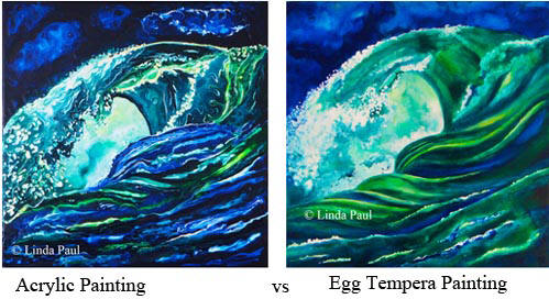 ocean wave painting - art showdown acrylic vs. egg tempera