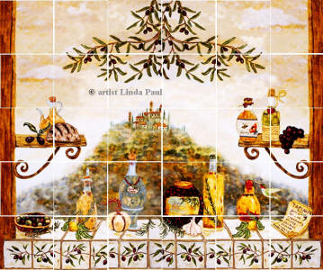 extended sku version of Italian kitchen window tile mural