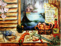 Louisiana Kitchen tile mural splash back