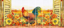 longer version of roosters and sunflowers mural