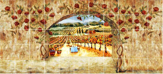 roses and vine back splash