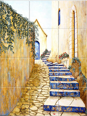 Mediterranean Kitchen Backsplash Tiles Art Tile Murals Mediterranean Style Tile Mural Backsplash