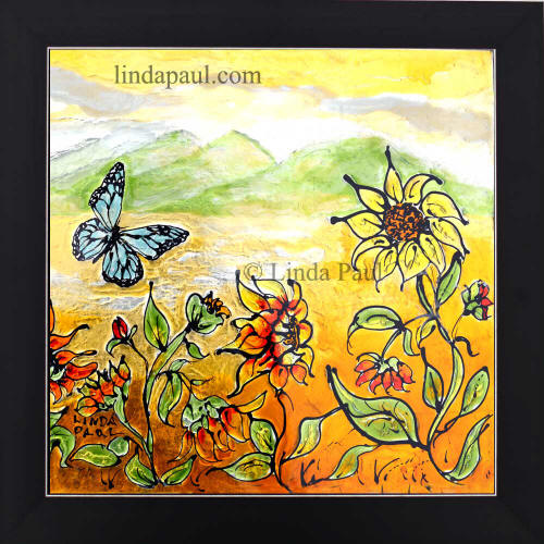 sunflower butterfly removable backsplash