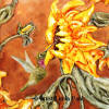 sunflower and hummingbird accent tile