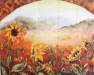 Sunflower Filed Kitchen tile mural back splash
