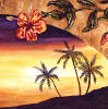 hibiscus and palm trees tile
