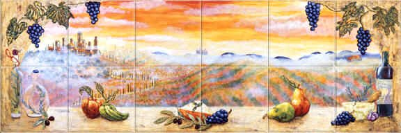  Tuscany Sunset Tile Mural