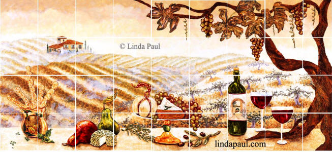 the Vineyard tile mural backsplash