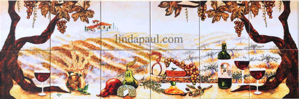 wine tile mural 36 x 12