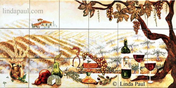 wine tile mural