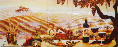 The Vineyard kitchen backsplash on 3 x 6 subway tile