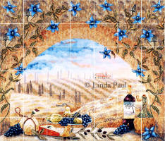 tuscan window mural backsplash