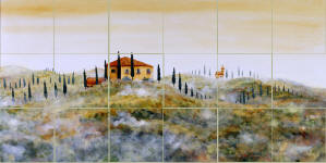 tuscan landscape tiles splash back