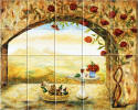 wine and roses ceramic tile mural