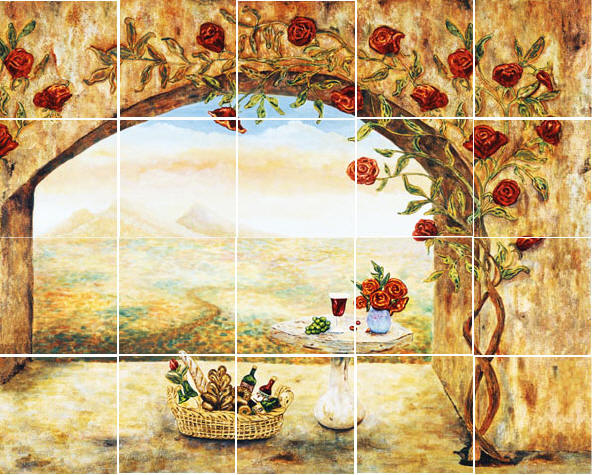 custom wall murals on tile