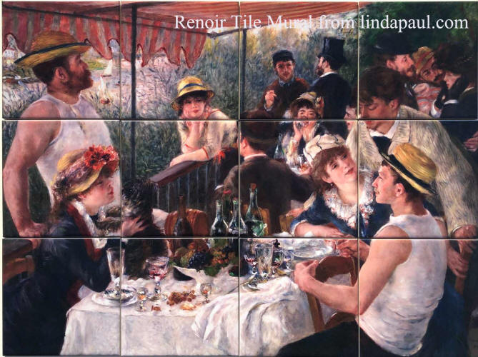 tile mural backsplash Luncheon of the  boating Party Renoir