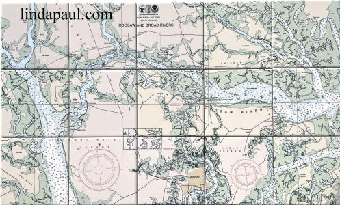 nautical chart tiles of Coosaw and Broad River SC