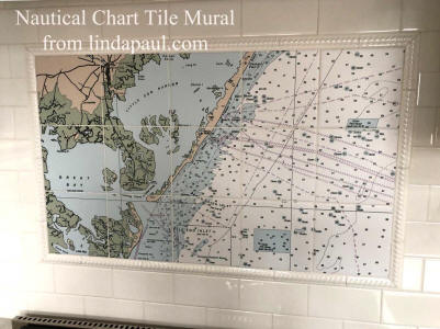 nautical chart map tile mural