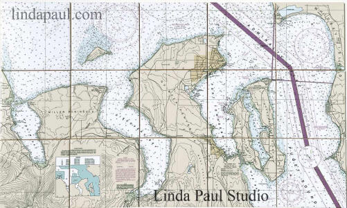 navigational chart backsplash of Puget Sound West Coast