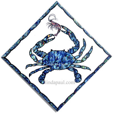 diagonal blue crab and shrip tile