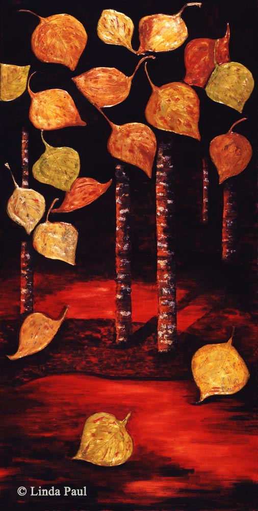Contemporary Aspen Art On Canvas Aspen Leaves And Tree Trees