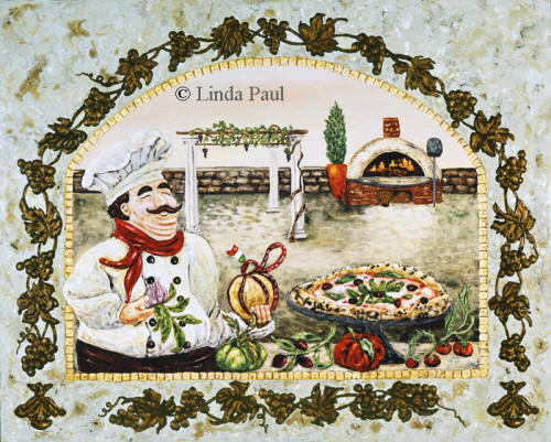 italian Chef and pizza kitchen artwork