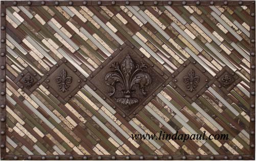Fleur De Lis Backsplash Tile Mosaic Medallion Mosaics Art Mural This Custom Medallion Features The Fleur De Elegance Center And 2 Studded Square 4x4 Accents Elegant Lis 2x2 With Borders