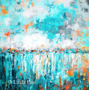 turquoise abstract original painting