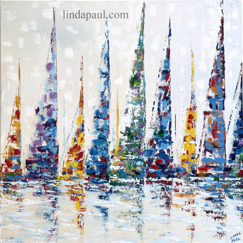 colorful sailboats painting