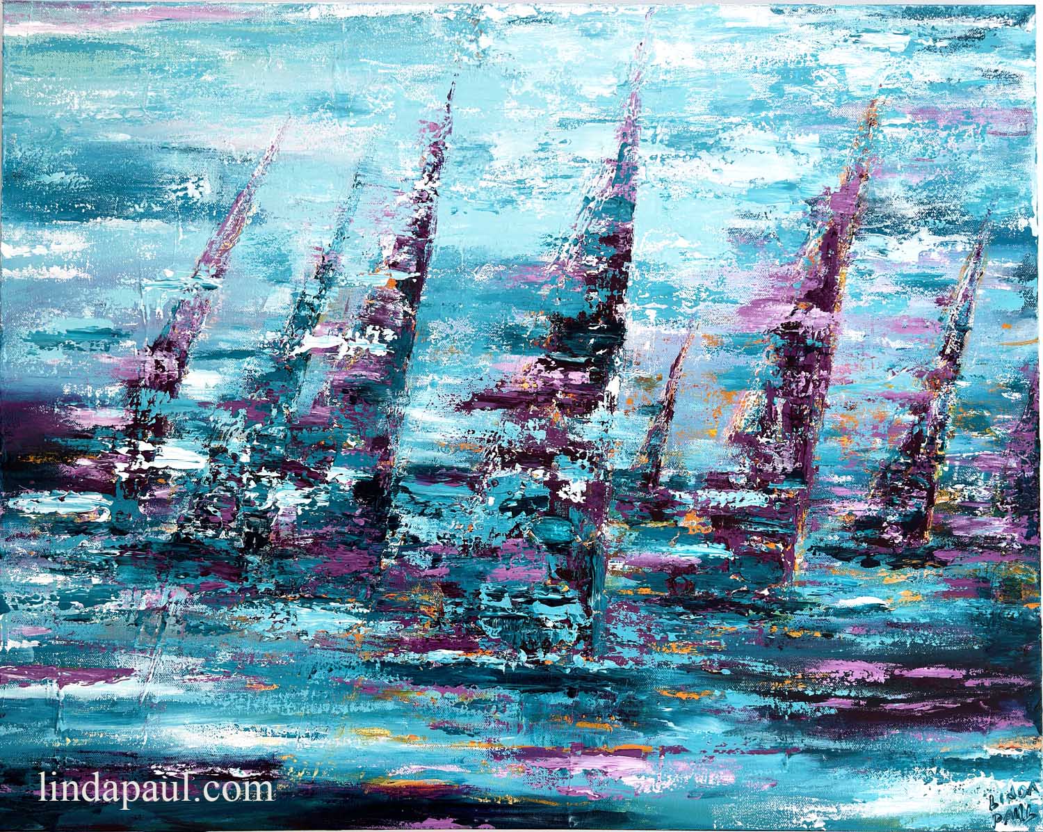 Sailboats Paintings for sale - Original Abstract Painting of Sailboats