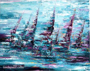 sailboat abstract painting