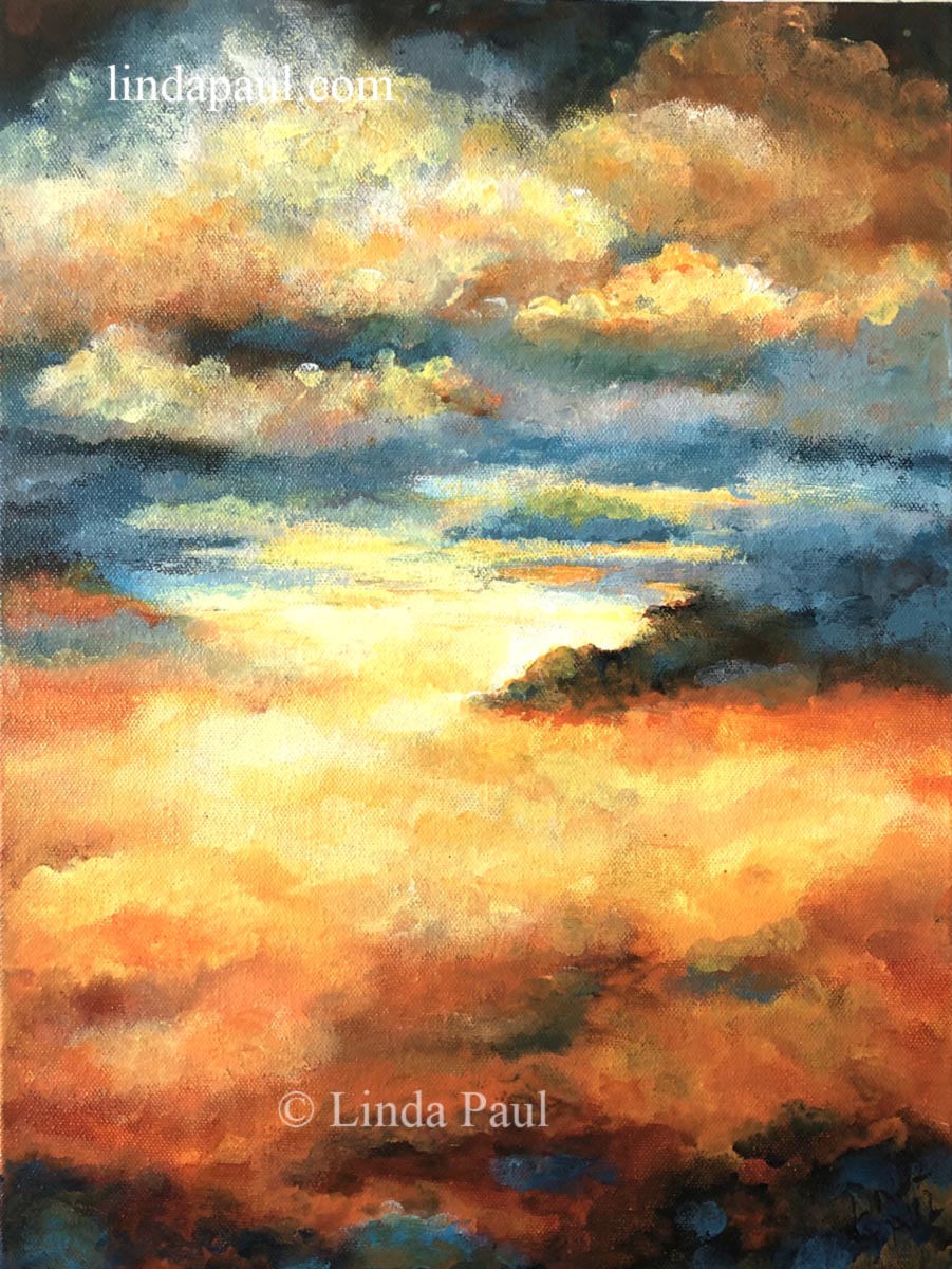 Acrylic Landscape Paintings Beautiful Clouds And Sunset Sky Art