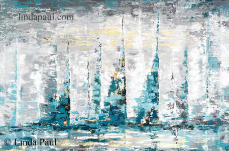 abstract sailboats-painting