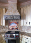 tuscany arch tile mural backsplash in medaiteranean kitchen