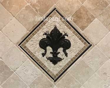 Small Tile Medallions for Kitchen backsplash - fleur de lis, flower, grapes