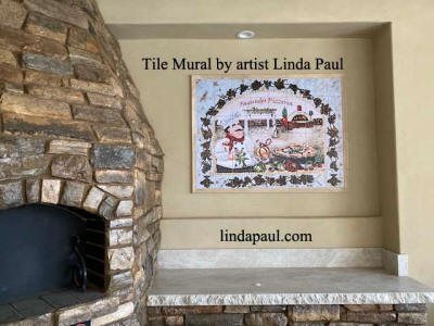 personalized pizza kitchen tile mural