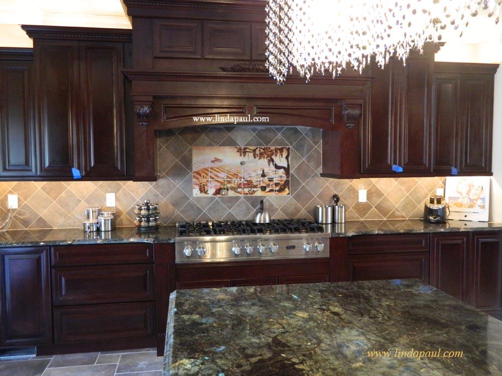 The Vineyard Tile Murals  Tuscan Wine Tiles  Kitchen Backsplashes