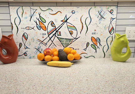 Picasso tile backsplash