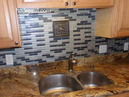 crayfish metal tile in fishing camp backsplash