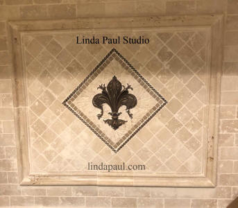 fleur de lis metal 3d mosaic medallion backsplash